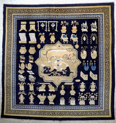 Ning-Hsia, China, Anfang 20.Jhd, Wolle auf Baumwolle, ca. 264 x 258 cm, EHZ: 2, (fachkundig gereinigt)