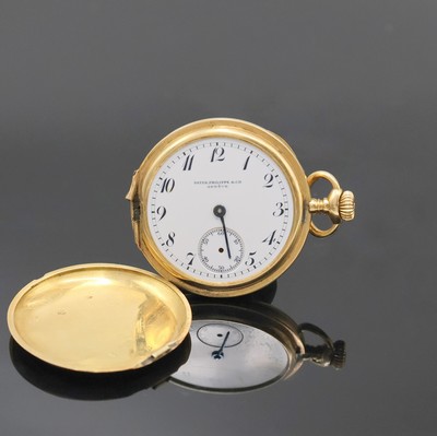 PATEK PHILIPPE Damensavonette in GG 750/000,Schweiz um 1910, glattes 3 Deckel Goldgeh. dell., Cuvette m. russischer Eigentümer- Signatur, ...