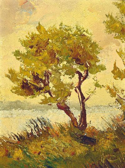 Karl Philip Spitzer, 1887-1959 Speyer, Sommerlandschaft, signiert, Öl/Malplatte, 41x30 cm, Rahmen 53x43 cm