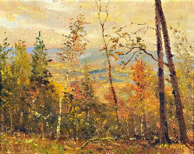 Karl August Wolff, 1938-2023, Herbstlandschaft mit Blick in die Rheinebene, signiert, Öl/Lwd, Rahmen 38x42 cm
