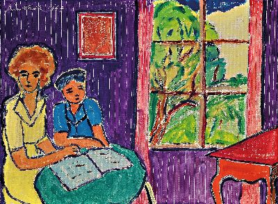 Carl-Otto Günther, 1909 Bruchsal-1974 Kandel, Öl/Karton, Kleines Interieur signiert und datiert 1967, Rahmen 30x38 cm, Abb. AK Carl-Otto Günther. ...