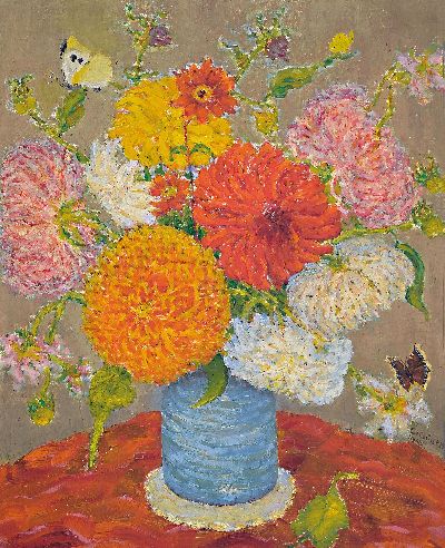 Carl-Otto Günther, 1909 Bruchsal-1974 Kandel , Blumenstillleben, Öl/Lwd, signiert und datiert 1942, R. 66x56 cm; Abb. AK Carl-Otto Günther. Maler ...