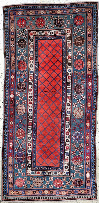 Antiker"Talisch"Kazak, Kaukasus, 19.Jhd, Wolle auf Wolle, ca. 257 x 122 cm, EHZ:(gleichmäßig dünn), restauriert