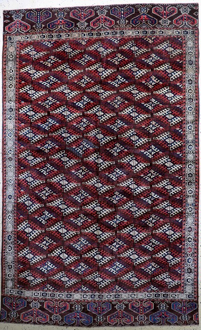 Yomud"Hauptteppich"antik, Turkmenistan, 19.Jhd, Wolle auf Wolle, ca. 330 x 202 cm, EHZ: 2-3