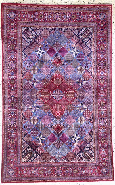 Seiden Keschan(wohl Dabir), Persien, antik,um 1900, reine Naturseide, ca. 211 x 131 cm, ca. 1,0 Mio. Kn/qm, gereinigt, EHZ: 1-2, (kleine ...