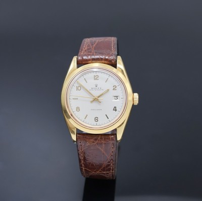ROLEX Oyster Date Precision Armbanduhr Referenz 6694, Schweiz um 1969, Handaufzug, verg. Geh., Boden verschr., silb. Zifferbl. rest., Leuchtzeiger ...