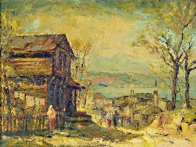 Helmut Wanschap, 1911 Berlin-1987 Kusel, Am goldenen Horn Istanbul, so rückseitig auf altem Etikett betitelt, Öl/Lwd, links unten signiert, ca. ...