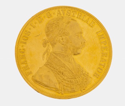 Goldmünze 4 Dukaten, Österreich-Ungarn 1915, Franz Joseph I., offizielle Nachprägung