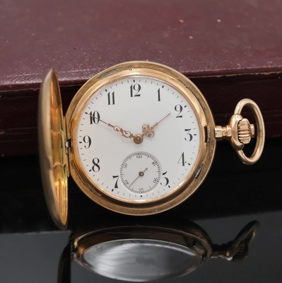 PAUL VUILLE-PERRET Savonette Herrentaschenuhr in RG 585/000, Schweiz um 1910, guill. 2- Deckel Goldgeh. l. dell., Sprungdeckel m. Schmuckmonogramm, ...