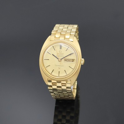 OMEGA Constellation Chronometer Herrenarmbanduhr in GG 750/000, Schweiz um 1969, Automatik, orig. Goldband, Faltschl. nicht passend zum Band ersetzt, ...