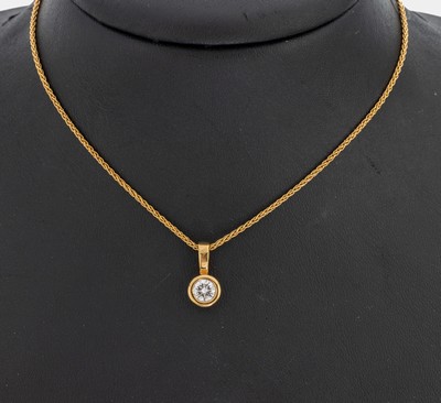 14 kt Gold Diamant MONCARA Anhänger, an Kette, Diamant ca. 0.50 ct Weiß(H)/lupenrein (lt. DMG Expertise), Kette L. ca. 44 cm, Karabinerschließe, ...
