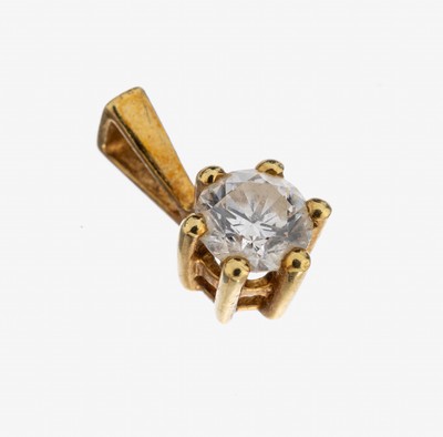 14 kt Gold Brillant-Anhänger, GG 585/000, Brillant ca. 0.40 ct Weiß/si, L. ca. 1 cm, ca.0.7 g