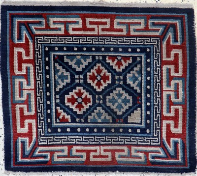 Gyantse"Sitzmatte"alt, Tibet, um 1920, Wolle auf Wolle, ca. 68 x 80 cm, EHZ: 2