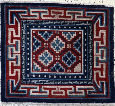 Gyantse"Sitzmatte"alt, Tibet, um 1920, Wolle auf Wolle, ca. 70 x 78 cm, EHZ: 2