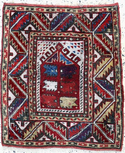 Antiker Bergama, Türkei, 19.Jhd, Wolle auf Wolle, ca. 96 x 85 cm, EHZ: 2, (gleichmäßig dünn)