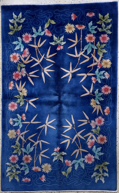 Peking"Art-Deco"fein, China, um 1900, Korkwolle auf Baumwolle, ca. 242 x 150 cm, gereinigt, EHZ: 2