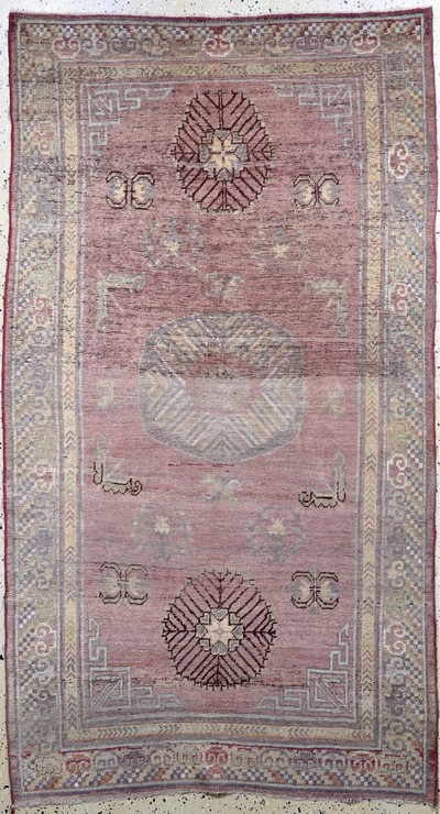 Antiker Khotan, Turkestan, 19.Jhd, Wolle auf Baumwolle, ca. 239 x 135 cm, EHZ: 3, (gleichmäßig dünn)