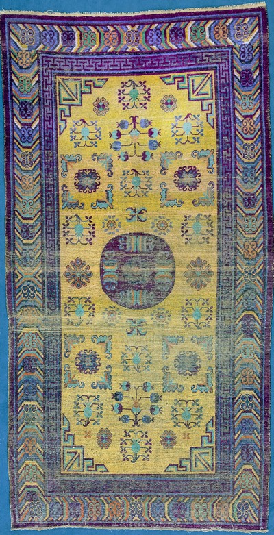 Seiden Khotan antik, Turkestan, 19.Jhd, Seide auf Baumwolle, ca. 272 x 140 cm, EHZ: 3