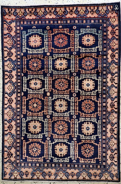 Antiker Khotan, Turkestan, um 1900, Wolle auf Baumwolle, ca. 180 x 122 cm, gereinigt, EHZ: 2, (kleiner restaurierung)