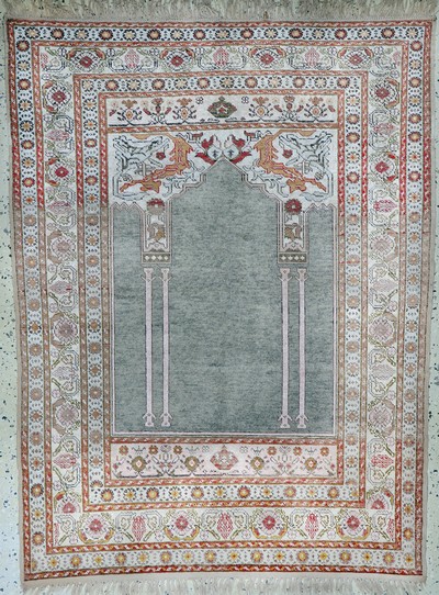 Antiker Giordes, Türkei, um 1900, merzerisierte Baumwolle, ca. 155 x 120 cm, EHZ:(gleichmäßig dünn)