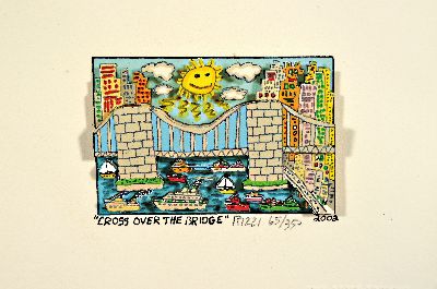 James Rizzi, 1950-2011 New York, 3D-Grafik, Lithographie, "Cross Over the Bridge" 2002, Ed. 65/350, handsigniert, John Szoke Editions mit ...