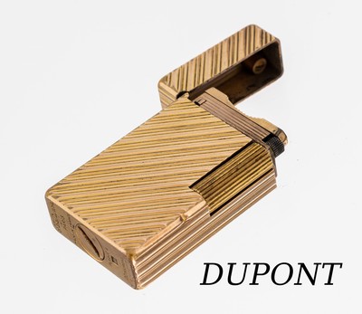 DUPONT Feuerzeug, Metall vergoldet, Gebr.-Spuren, Fkt. ungepr.