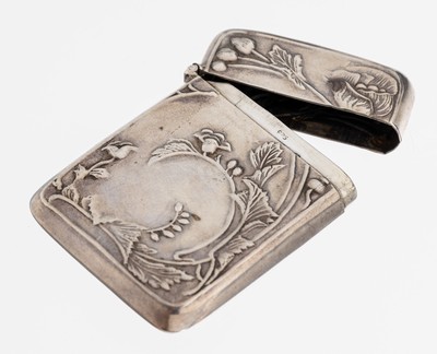 Streichholzetui, Frankreich um 1900, 925er Silber (Punze sek.), reiner Jugendstil, beids. abstr.-floraler Dekor, ca. 5 x 3.5 cm