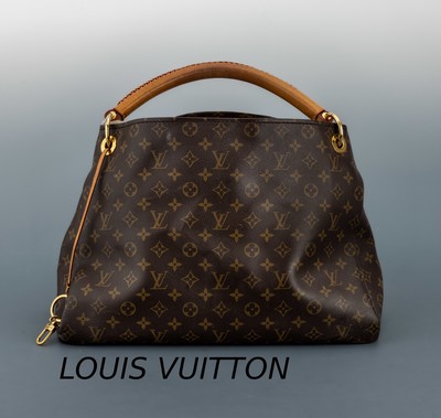 LOUIS VUITTON Handtasche, "Artsy MM Monogram Canvas", Tragehenkel naturfarb. Leder mit Flechtdekor, goldfarb. Hardware, Innenfutter ...