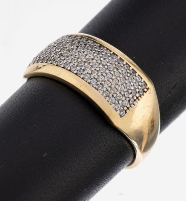 14 kt Gold Ring, GG 585/000, 105 Diamantimitationen, RW 57, ca. 2.3 g