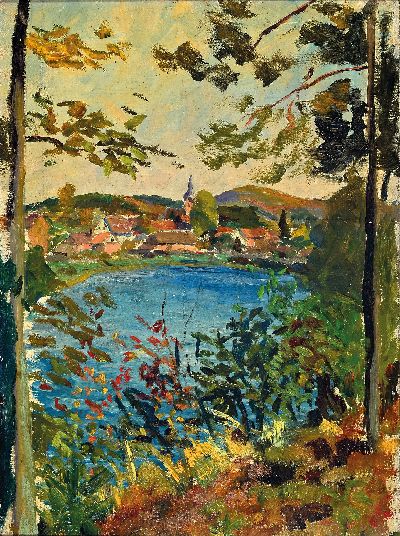 Willi Deutschmann, 1880-1960, "Wasgau-Maler" , Ludwigswinkel, Öl/Karton, unsigniert, verso bez., 43x32 cm, Rahmen 53x43 cm