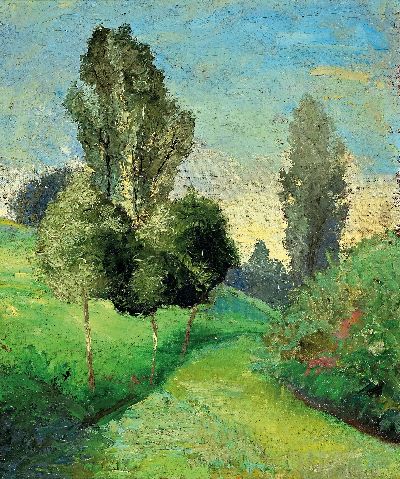 Willi Deutschmann, 1880-1960, "Wasgau-Maler" , "bei Pirmasens", so verso bez., unsigniert, Öl/Karton, Rahmen 40x34 cm