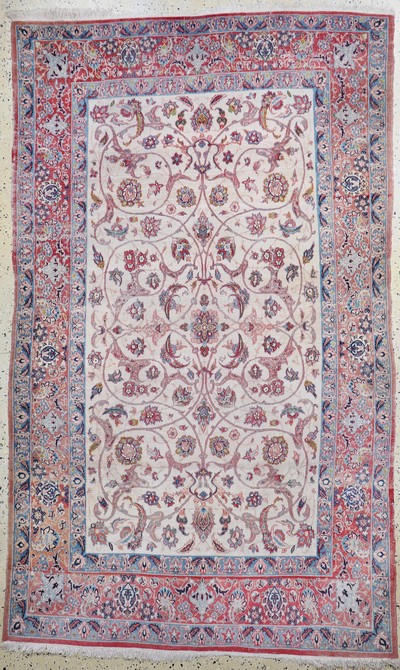 Esfahan antik, Persien, um 1900, Korkwolle auf Baumwolle, ca. 235 x 145 cm, Reinigungsbedürftig, EHZ: 4