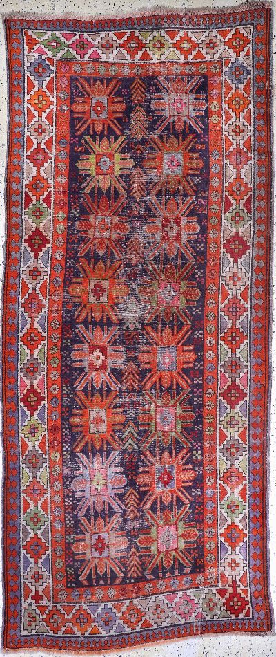 Antiker Kazak, Kaukasus, um 1900, Wolle aufWolle, ca. 270 x 120 cm, EHZ: 3-4