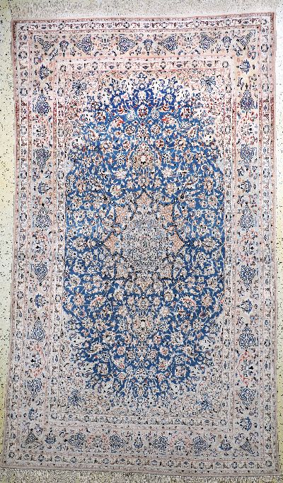 Nain"Tudeschk"fein, Persien, Anfang 20.Jhd,Korkwolle mit Seide, ca. 275 x 170 cm, Reinigungsbedürftig, EHZ: 2