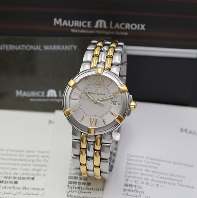 MAURICE LACROIX Calypso Herrenarmbanduhr in Stahl/teils vergoldet Referenz CA1107, Schweiz verk. lt. Pap. 06/2008, quarz, Boden 6-fach verschr., ...