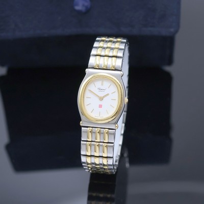 CHOPARD Damenarmbanduhr Monte-Carlo Referenz 8034, Schweiz um 1995, quarz, Edelstahl/Gold kombiniert inkl. Gliederband m. dopp. Faltschließe, Boden ...
