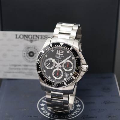 LONGINES Hydro Conquest Armbandchronograph Referenz L3.744.4, Schweiz verk. lt. beil. Pap. 12/2017, Automatik, Edelstahlgeh. inkl. orig. Gliederband ...
