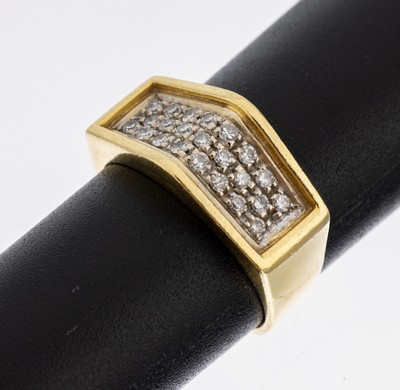 18 kt Gold Diamant-Ring, GG/WG 750/000, 23 in WG gefasste 8/8-Diamanten zus. ca. 0.23 ct Weiß/si, RW 53, ca. 6.2 g