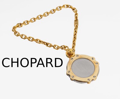 18 kt Gold CHOPARD Schlüsselanhänger, GG 750/000 und Stahl, Modell St. Moritz, L. ca. 16 cm, ca. 13.6 g, mit orig. Etui und Umkarton