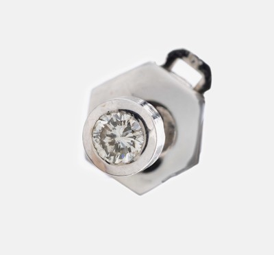 Einzelner 14 kt Gold Brillant-Ohrstecker, WG 585/000, Brillant in Zargenfassung ca. 0.08ct Weiß/p, ca. 1.0 g