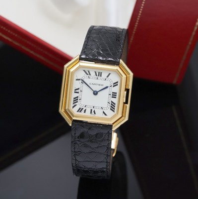 CARTIER Paris seltene, große Armbanduhr Ceinture "Jumbo", Automatik, Frankreich/Schweiz um 1970, Boden seitl. 4- fach verschr., orig. ...
