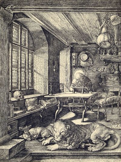 Nach Albrecht Dürer (1471-1528), Radierung "Der Hl. Hieronymus im Gehäus" (1514), Abzug aus den 1980er-Jahren für die Staatlichen Museen ...
