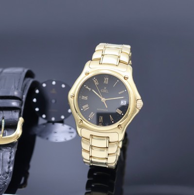EBEL 1911 Senior Herrenarmbanduhr in GG 750/000 Referenz 8080916, Schweiz um 1995, Automatik, massives Goldgeh. inkl. Gliederband m. Faltschl., zus. ...