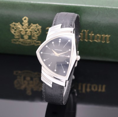HAMILTON Ventura ausgefallene Armbanduhr im Design der 1950er Jahre, um 2010, quartz, 2 -tlg., dreieckig gerundetes Geh., Stahlboden 3-fach verschr., ...