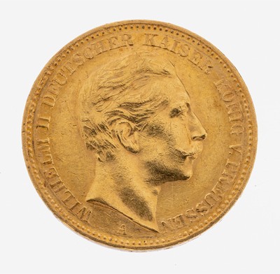 Goldmünze 20 Mark, Deutsches Reich, 1905, Wilhelm II. Deutscher Kaiser König von Preußen, Prägemarke A
