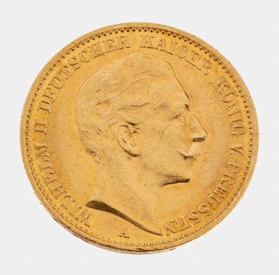 Goldmünze 20 Mark, Deutsches Reich, 1913, Wilhelm II. Deutscher Kaiser König von Preußen, Prägemarke A
