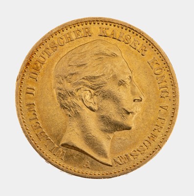 Goldmünze 20 Mark, Deutsches Reich, 1895, Wilhelm II. Deutscher Kaiser König von Preußen, Prägemarke A