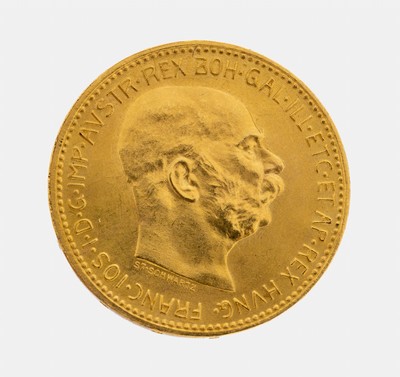 Goldmünze 20 Kronen, Österreich-Ungarn, 1915, offizielle Nachprägung, Franz Joseph I.