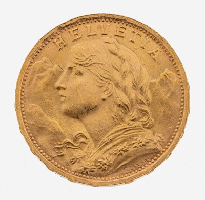Goldmünze 20 Franken, Schweiz, 1935, sogn. Vreneli