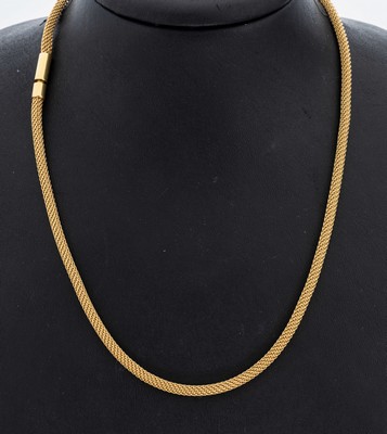 18 kt Gold Strickcollier, GG 750/000, D. ca. 3.3 mm, L. ca. 42 cm, Bajonetteschließe, ca. 20.7 g